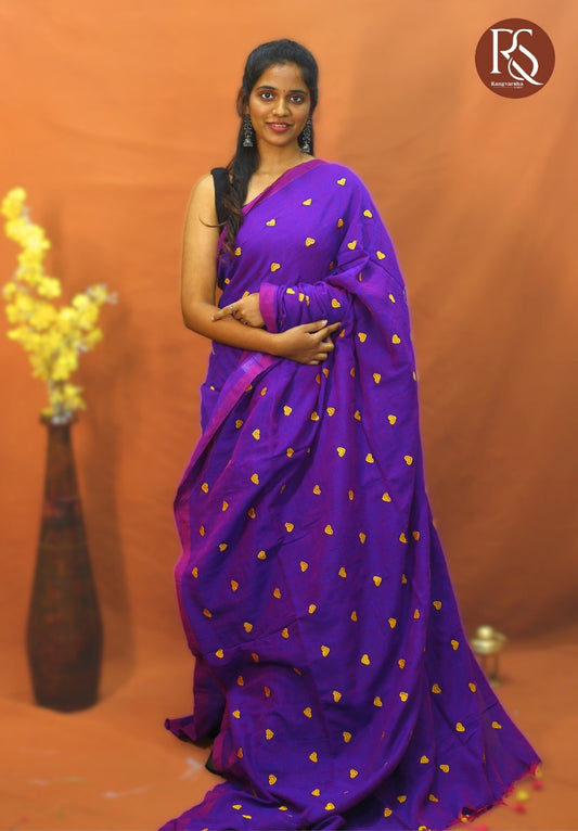 Purple Khadi Cotton Saree