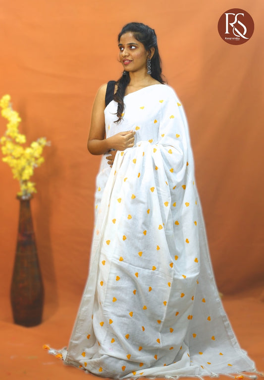 White Khadi Cotton Saree