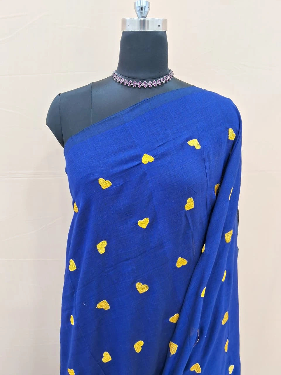 Royal Blue Khadhi Cotton Saree 1
