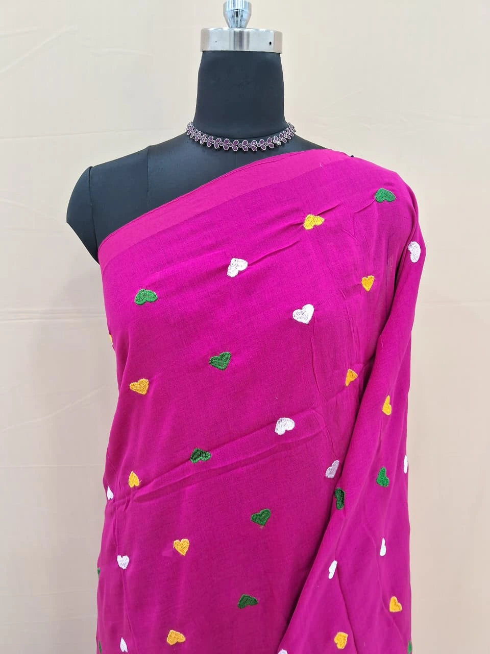 Classic Rani Pink Khadhi Cotton Saree 1