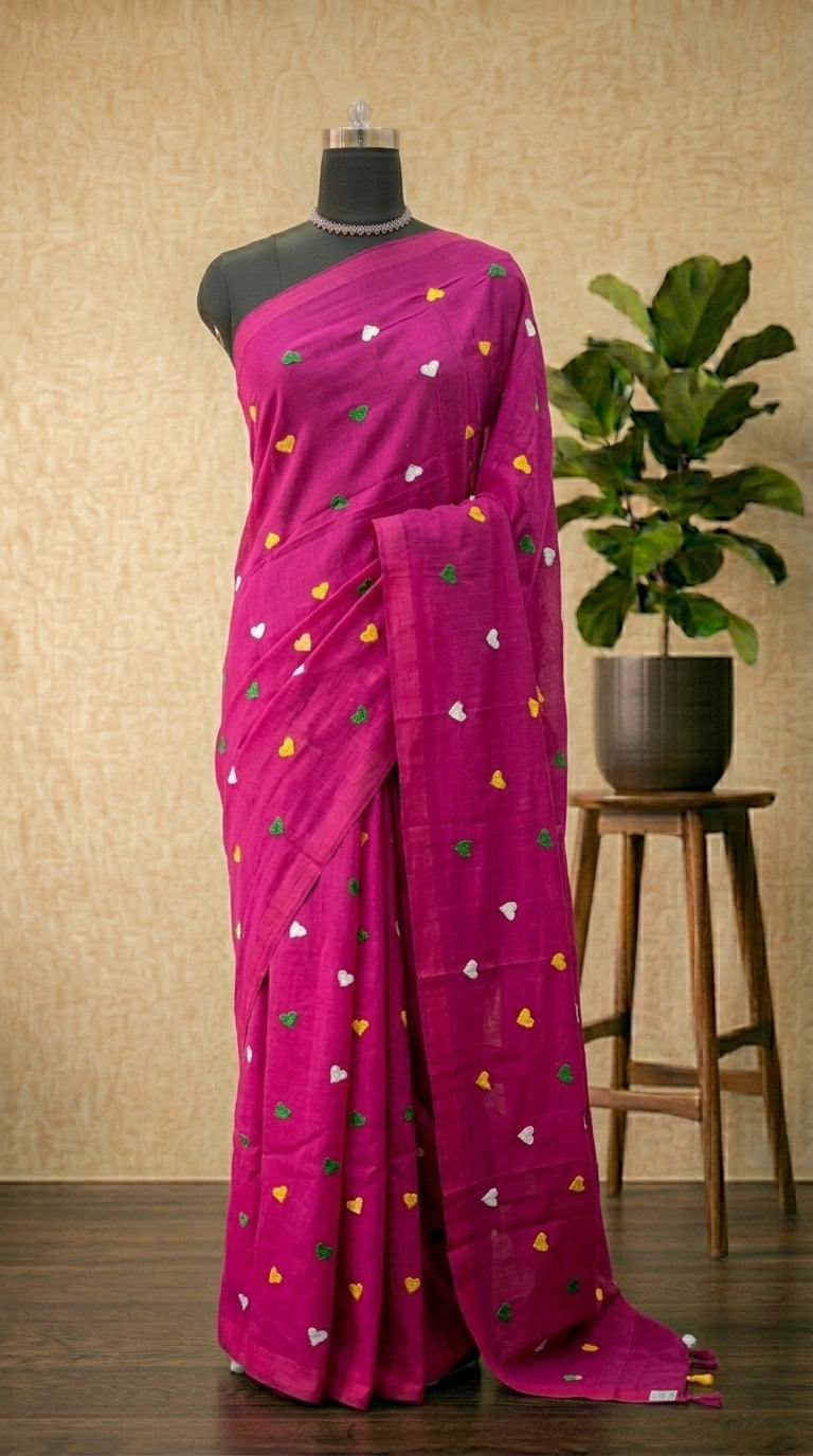 Classic Rani Pink Khadhi Cotton Saree 