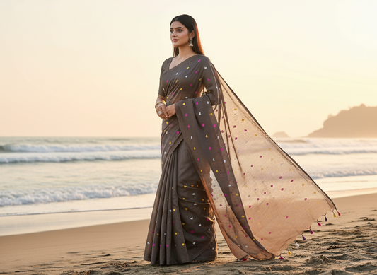 Walnut Brown Khadhi Cotton Saree
