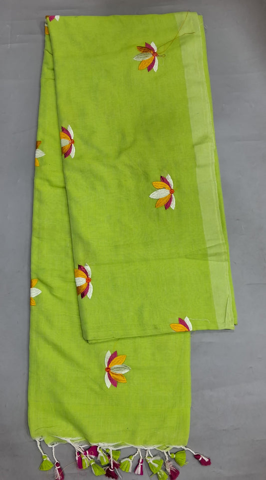 Bright Green Khadhi Cotton Saree