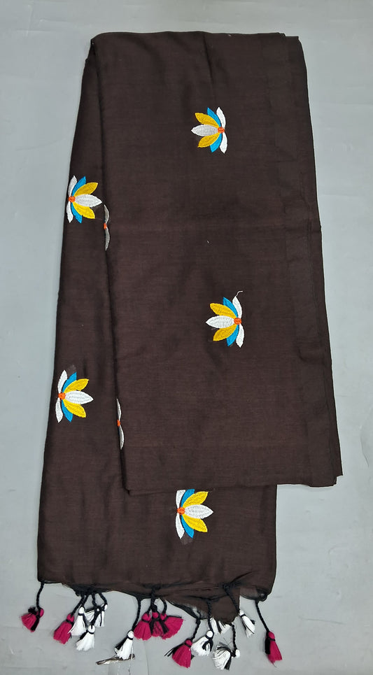 Walnut Brown Khadi Cotton Saree