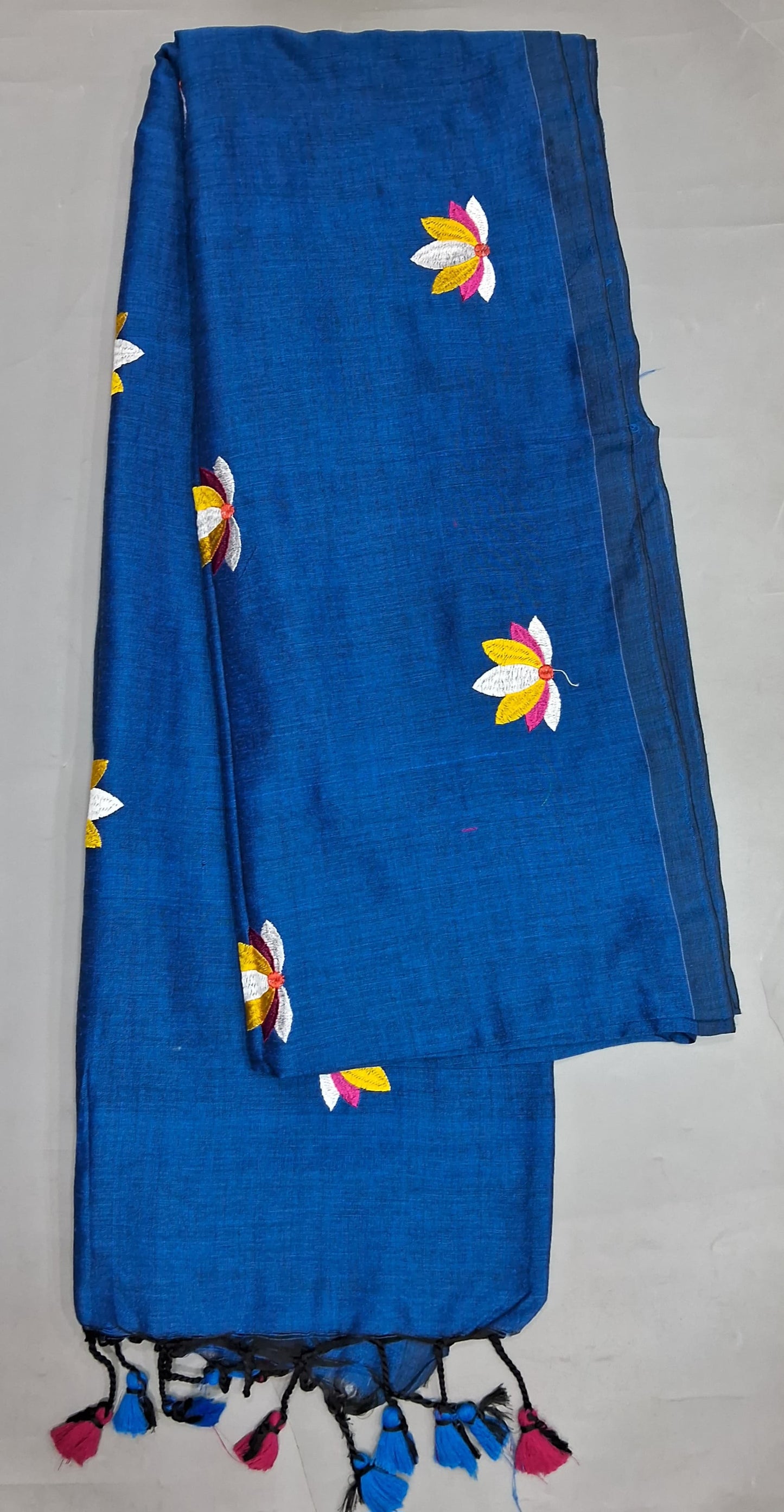 Royal Blue Khadi Cotton Saree