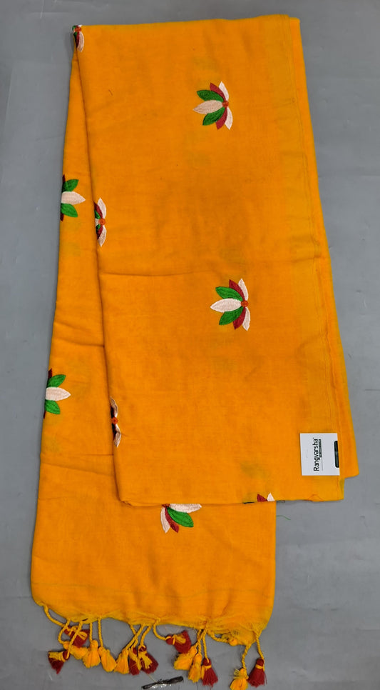 Mango Yellow Khadi Cotton Saree 