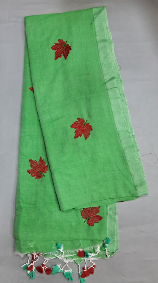 Bright Green Khadhi Cotton Saree