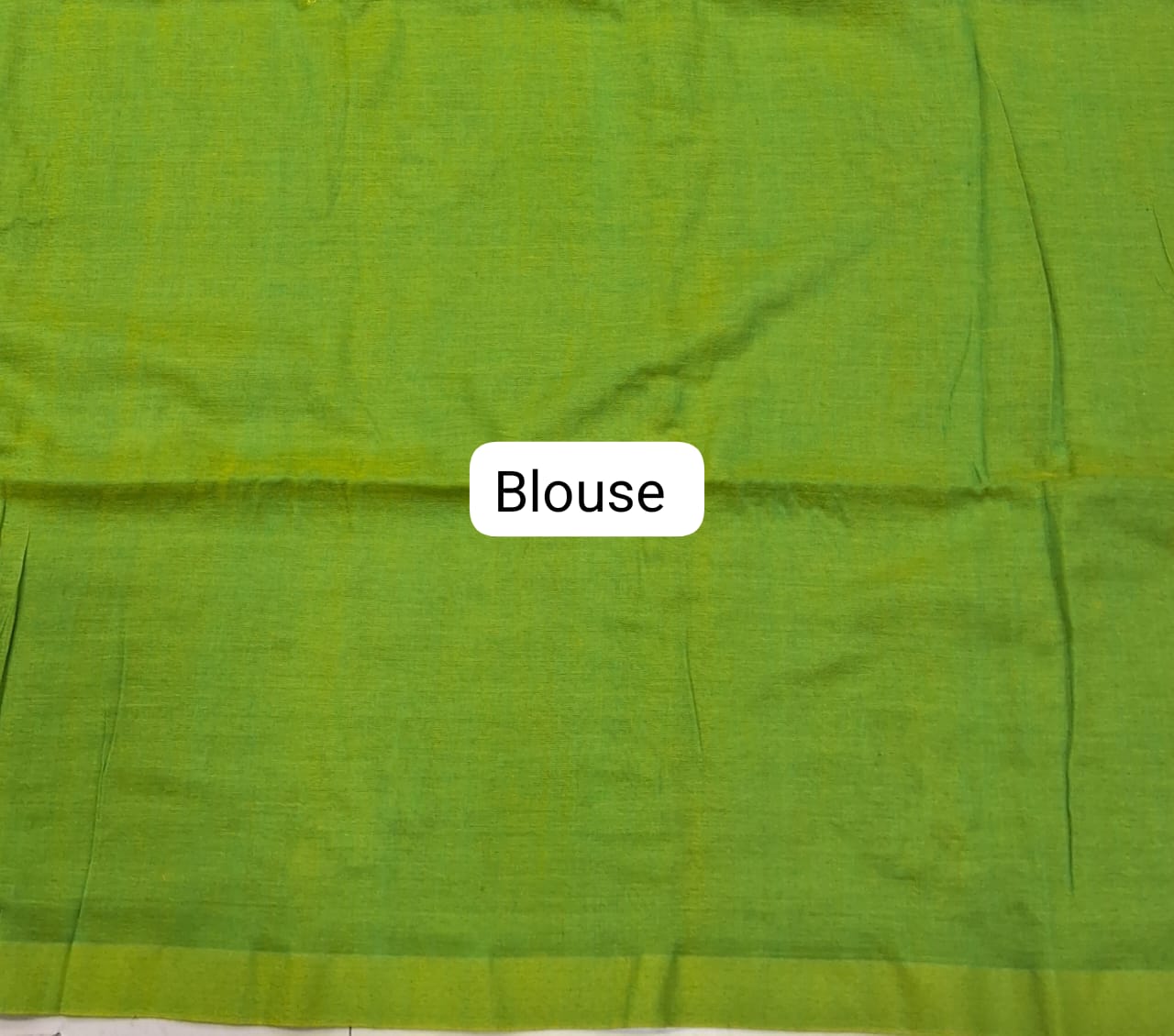 Parrot Green Khadhi Cotton Saree Blouse