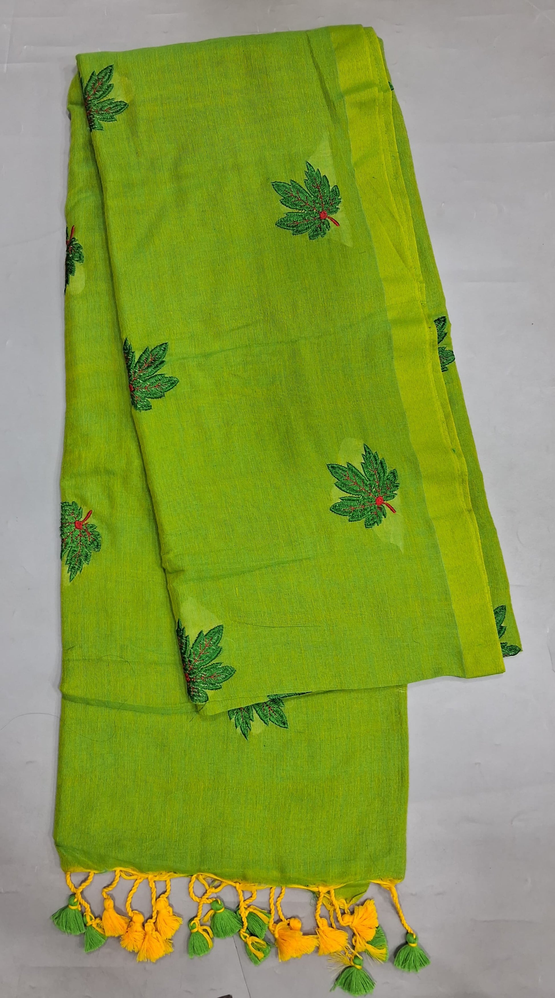 Parrot Green Khadhi Cotton Saree