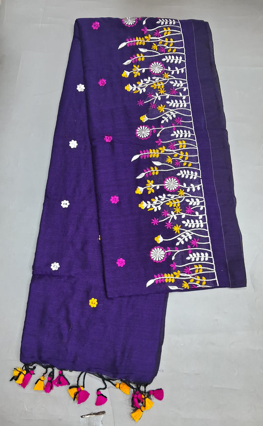 Purple Khadhi Cotton Saree
