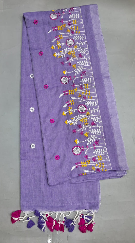 Lavender Khadhi Cotton Saree