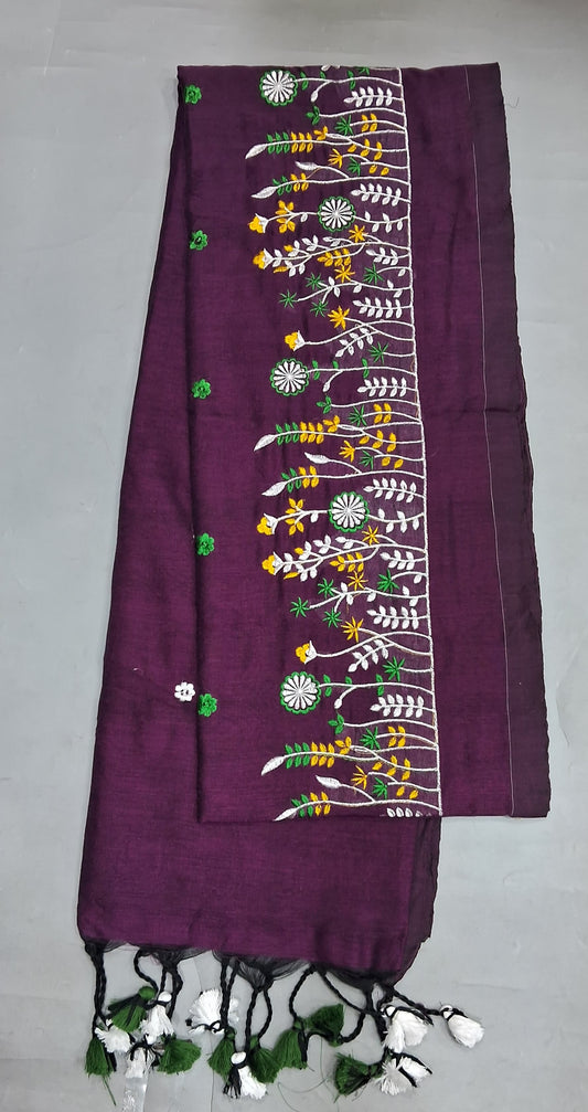 Wine Khadhi Cotton Saree