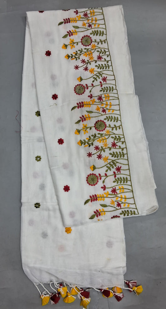 White Khadhi Cotton Saree