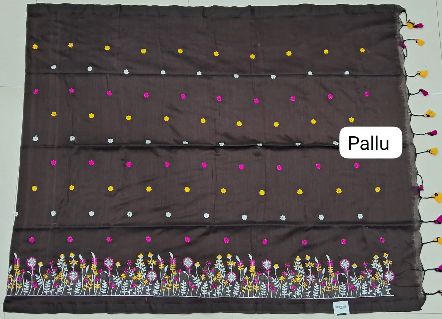 Dark Brown Khadhi Cotton Saree pallu