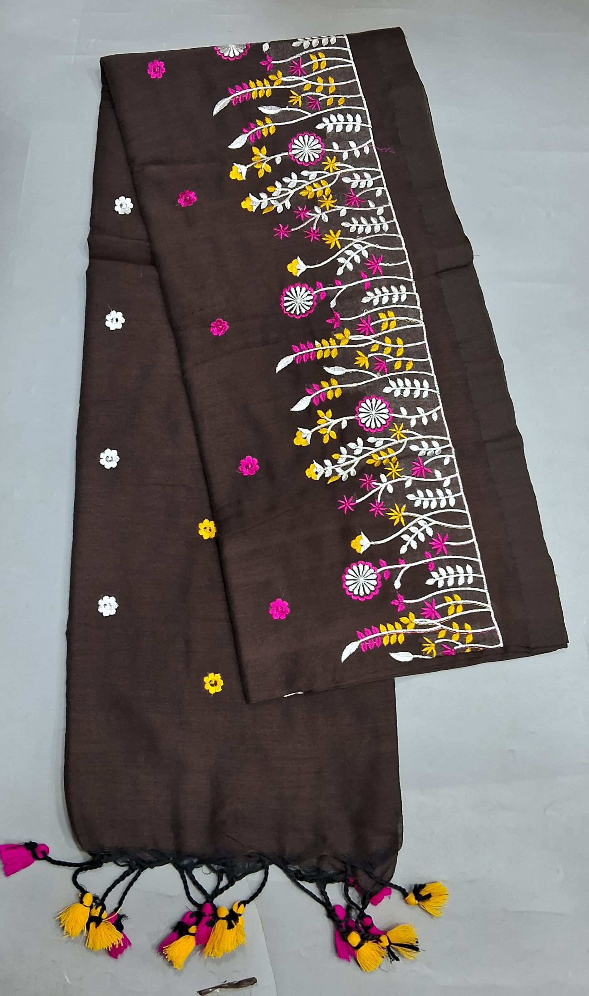 Dark Brown Khadhi Cotton Saree