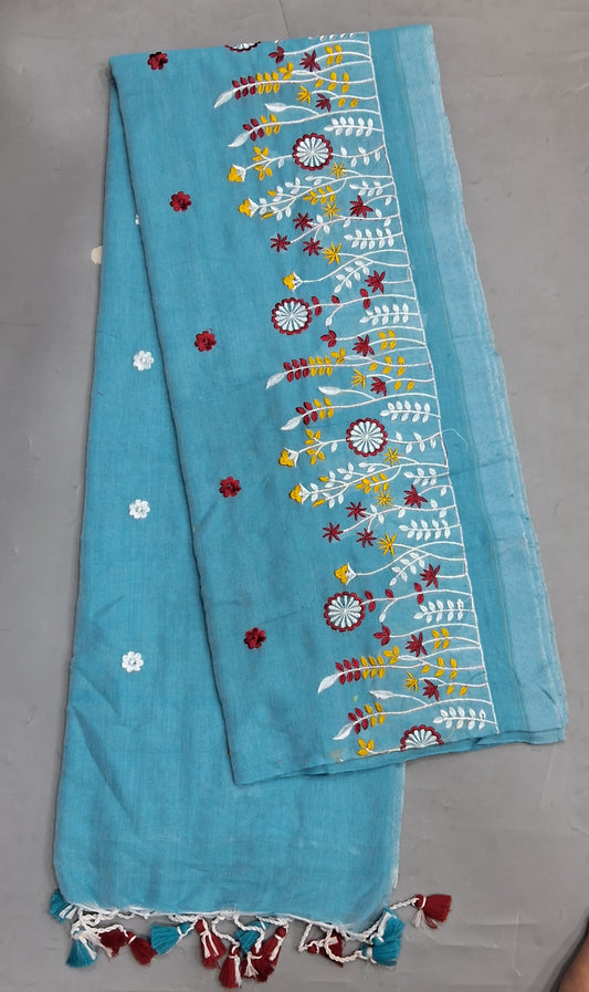 Sky Blue Khadhi Cotton Saree 