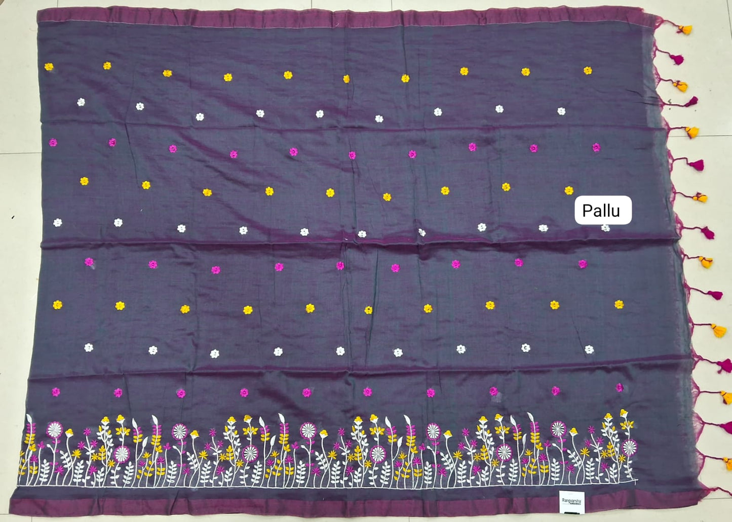 Dual Shaded Burgundy Khadhi Cotton Saree Pallu