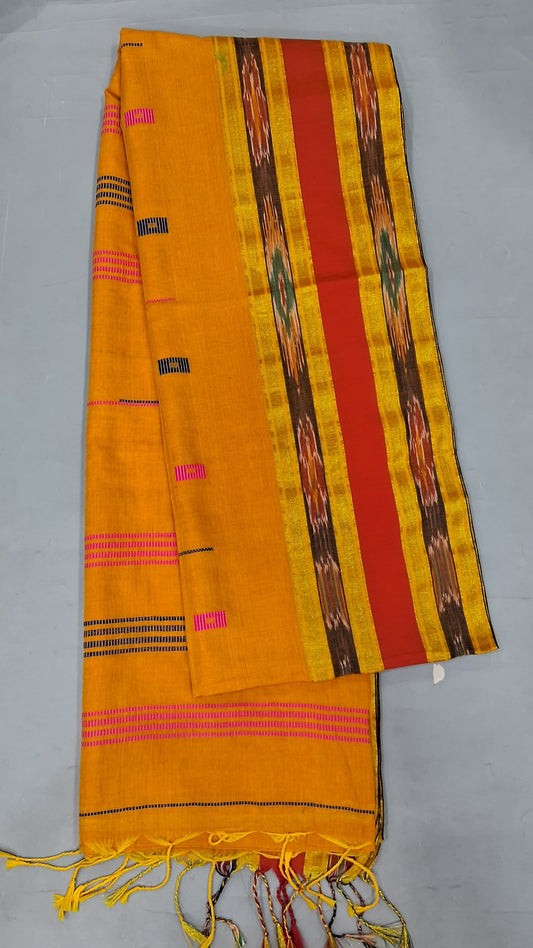 Mustard Yellow Khadhi Cotton Saree
