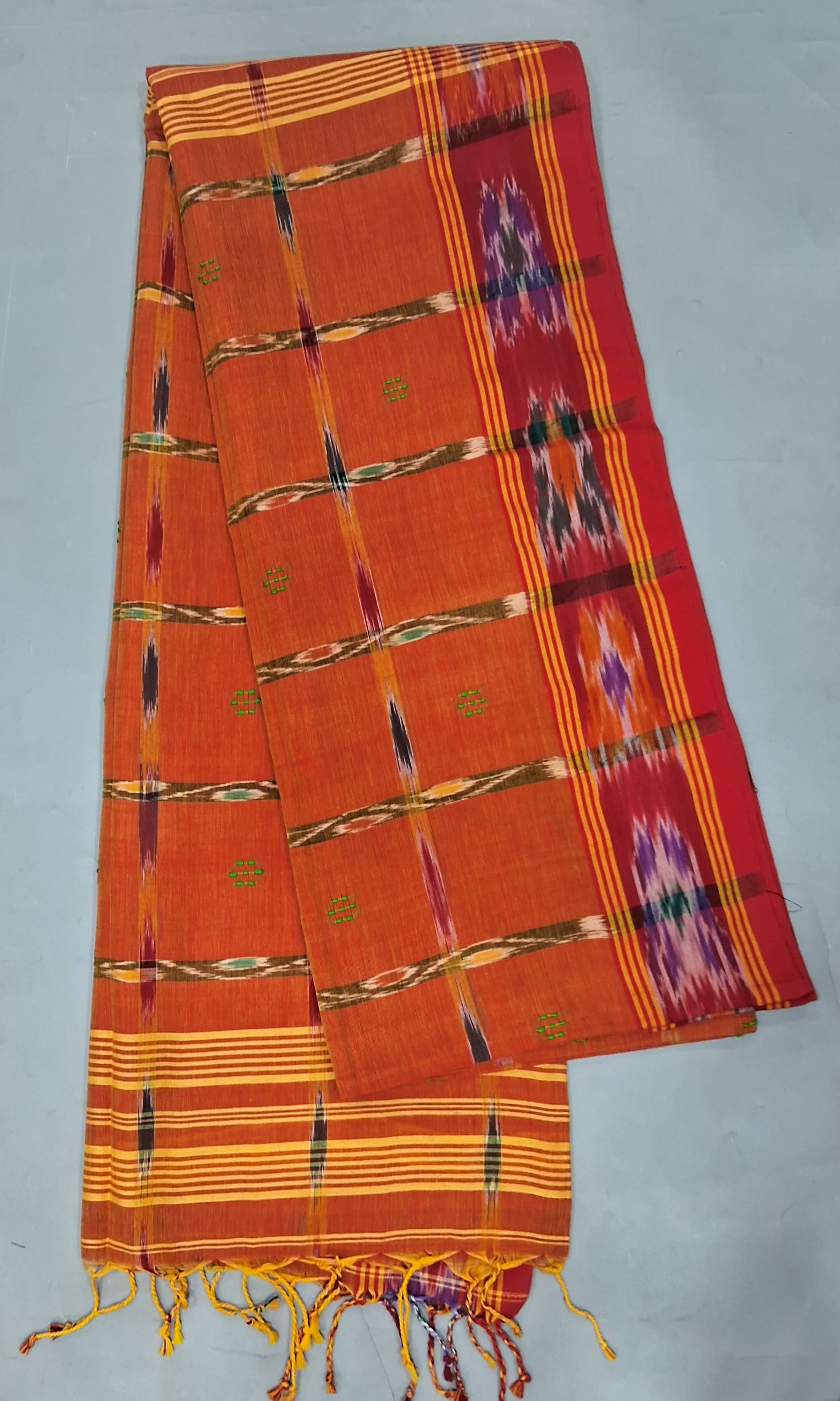 Dualtone Yellow Khadhi Cotton Saree