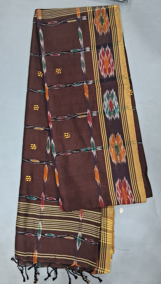 Walnut Brown Khadhi cotton Saree