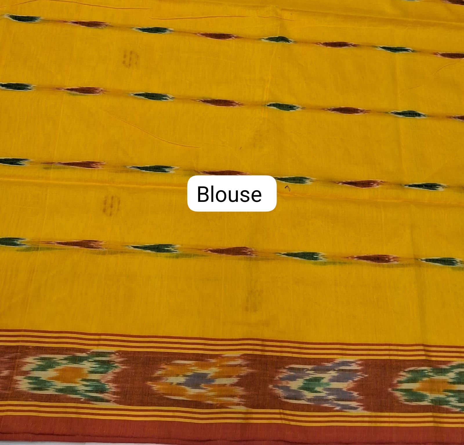 Yellow Khadhi cotton saree Blouse