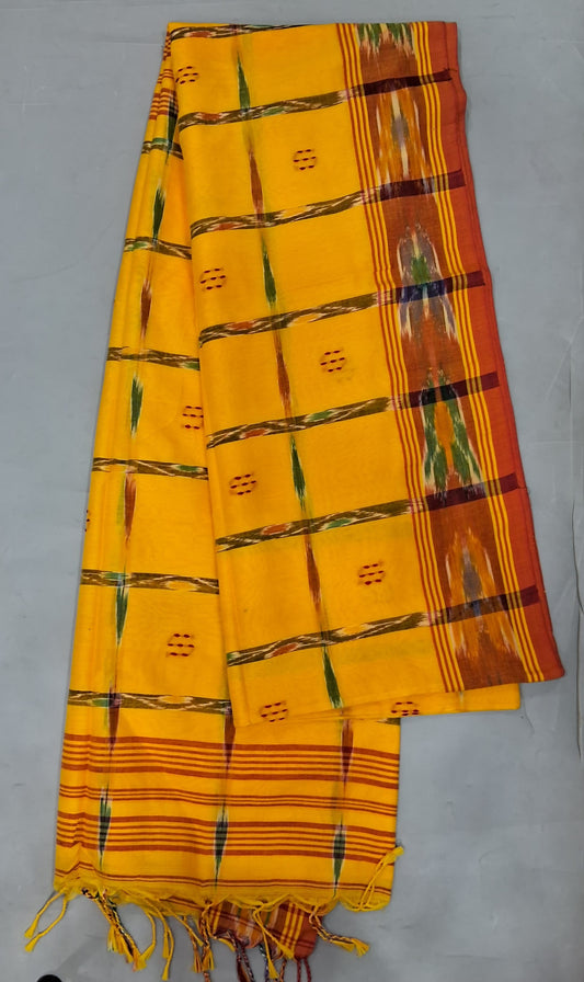 Yellow Khadhi cotton saree