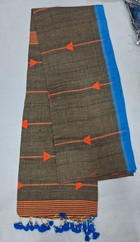 Earth Grey Khadhi Cotton Saree