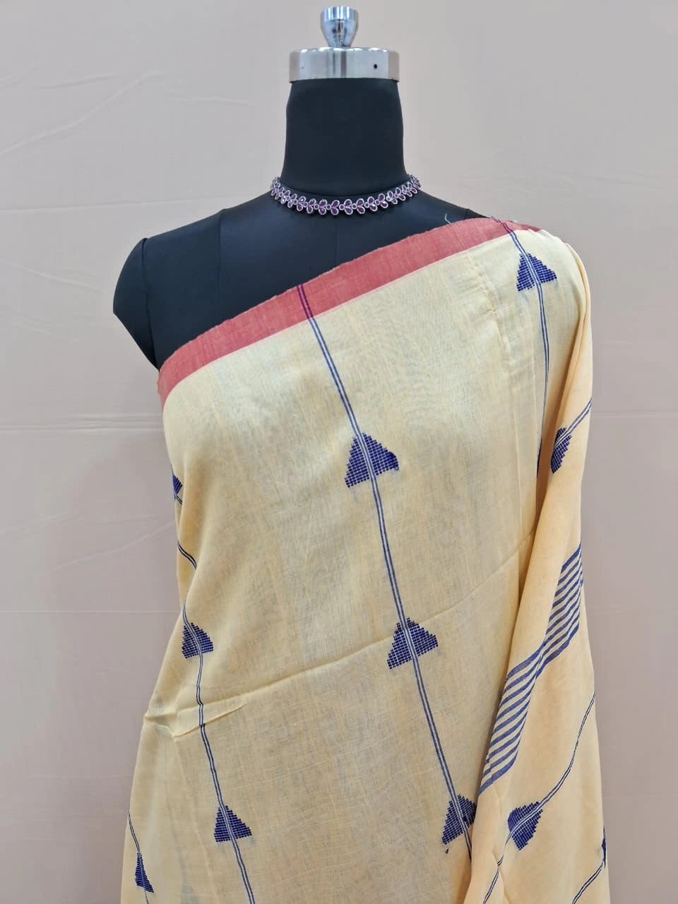 Elegant Light Mustard Yellow Khadhi Cotton Saree 1