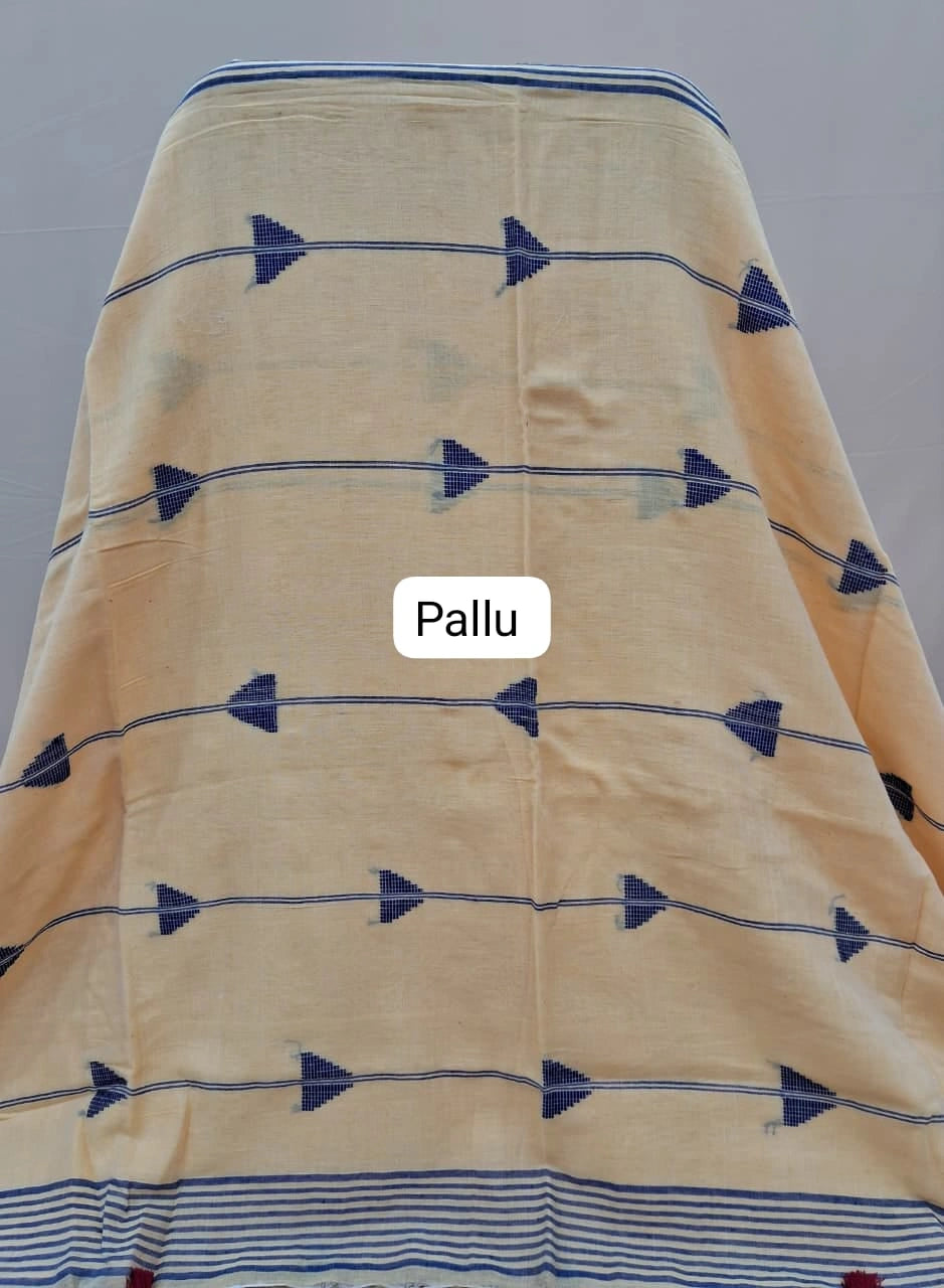 Elegant Light Mustard Yellow Khadhi Cotton Saree Pallu