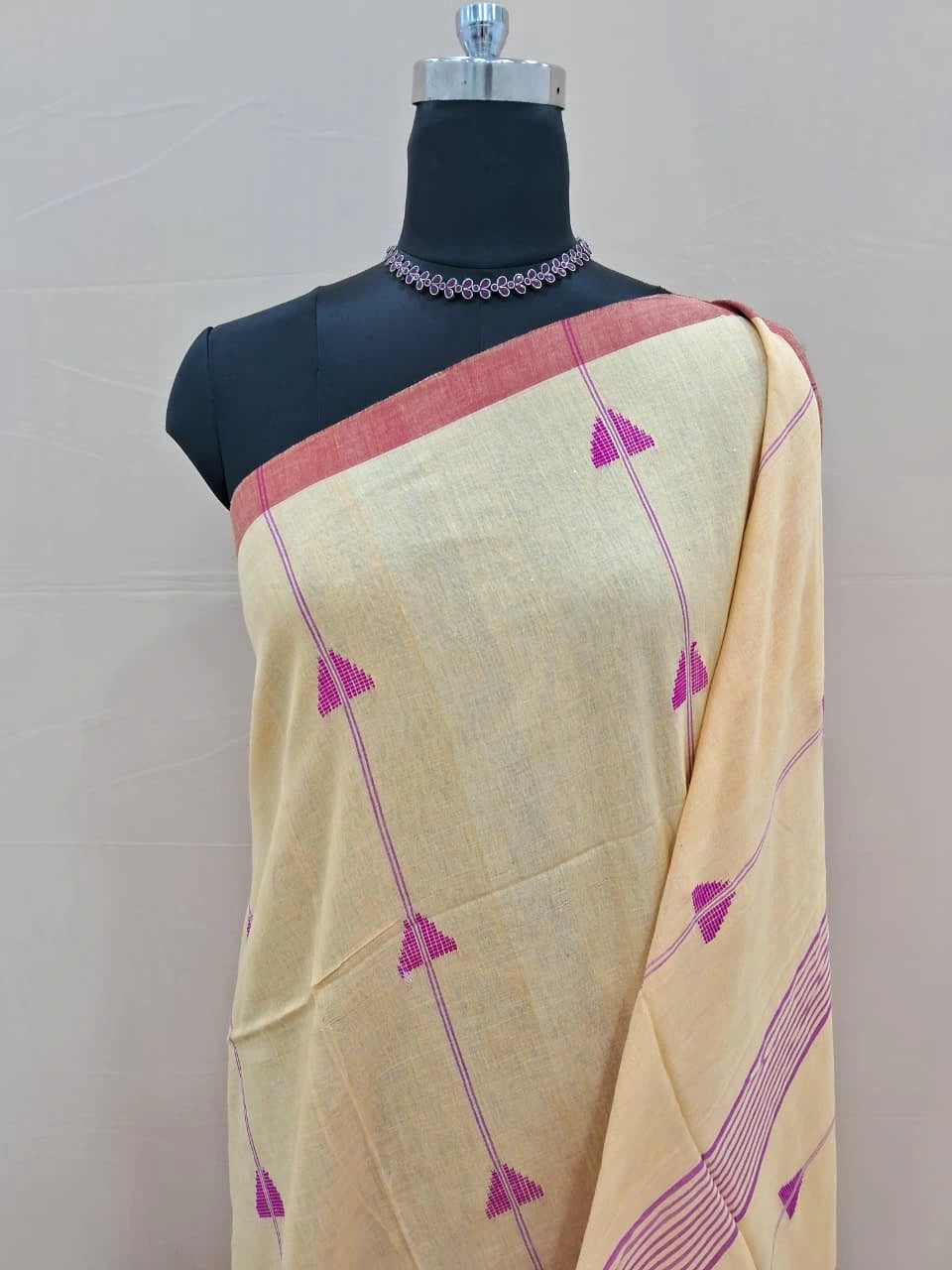 Light Mustard Yellow Khadhi Cotton Saree 1