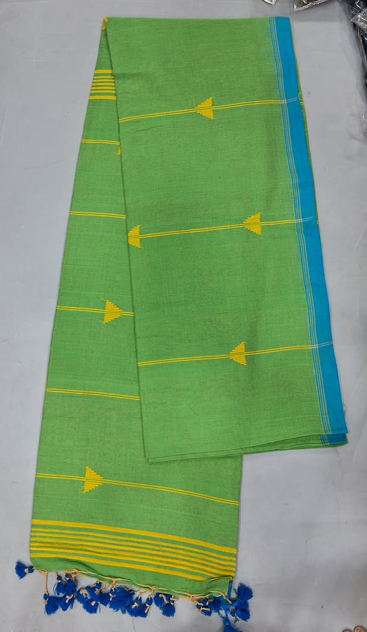 Leaf Green Khadhi Cotton Saree