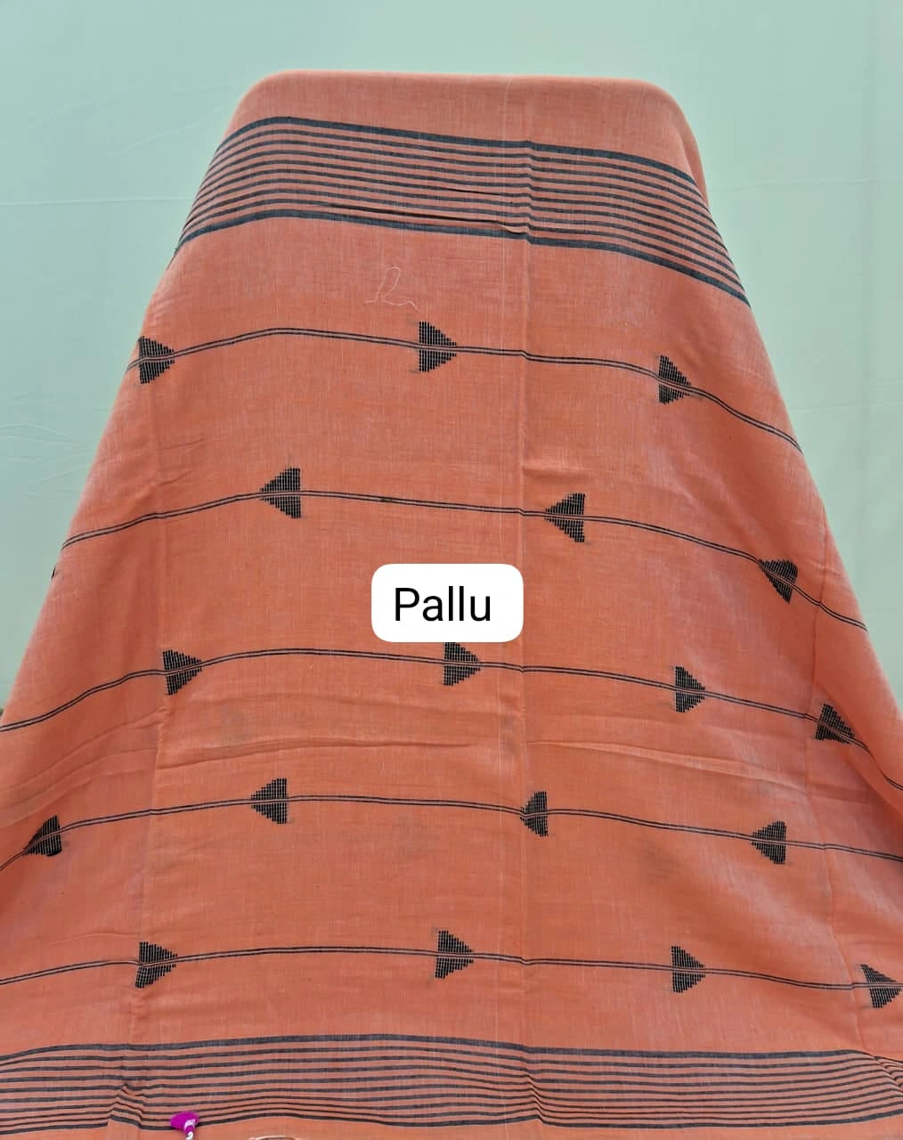 Traditional Orange Khadhi Cotton Saree Pallu