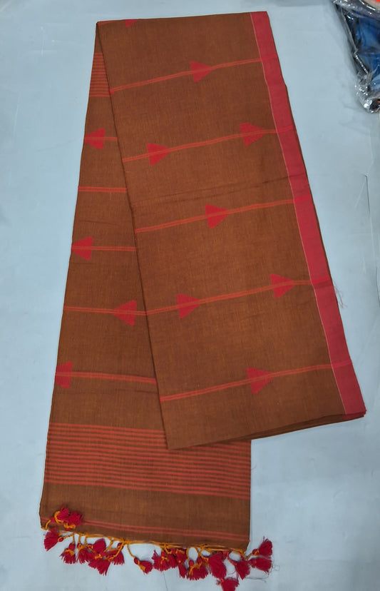 Chocolate Brown Khadhi Cotton Saree