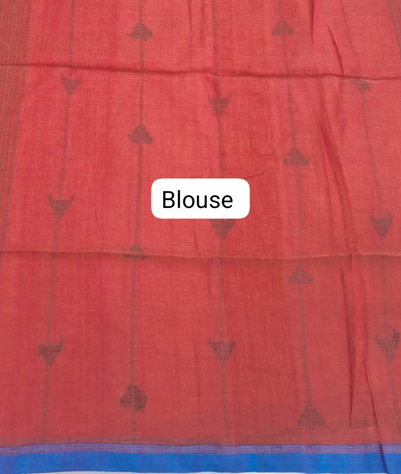 Dark Peach Khadhi Cotton Saree Blouse