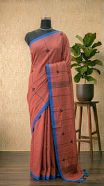 Dark Peach Khadhi Cotton Saree