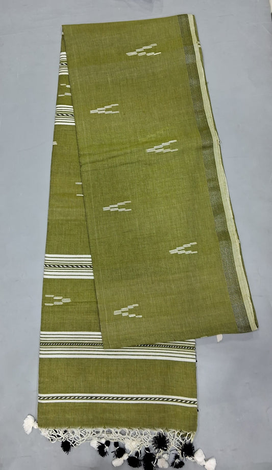 Mehandi Green Khadhi Cotton Saree
