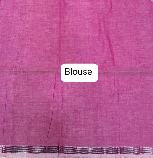 Rani Pink Khadhi Cotton Saree Blouse