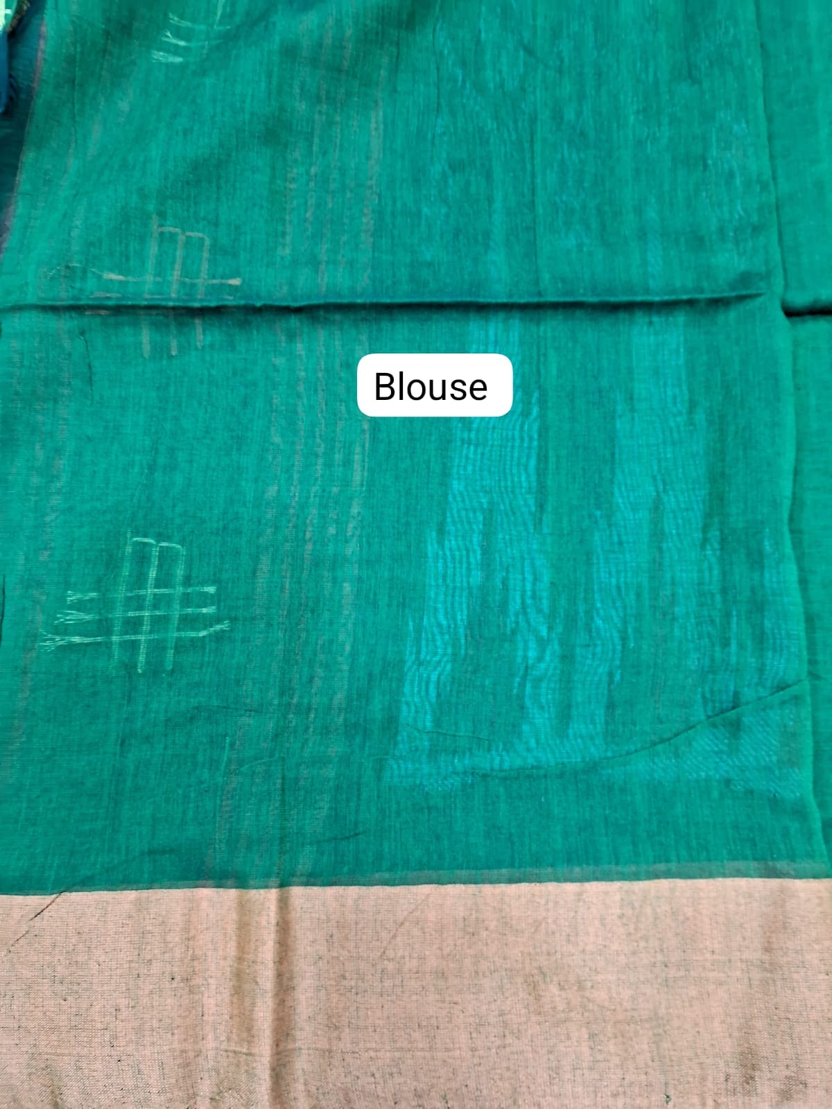 Green Khadhi Cotton Saree  blouse