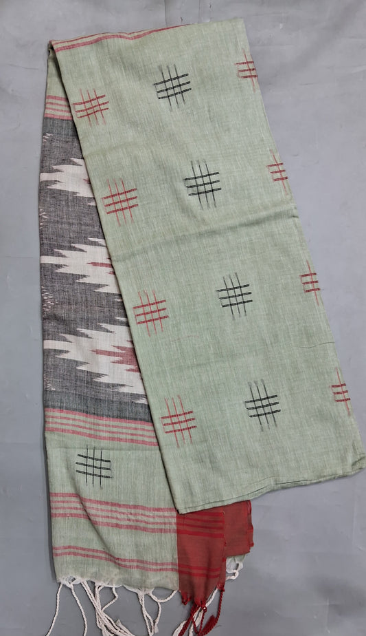 Light Pista Green Khadhi Cotton Saree