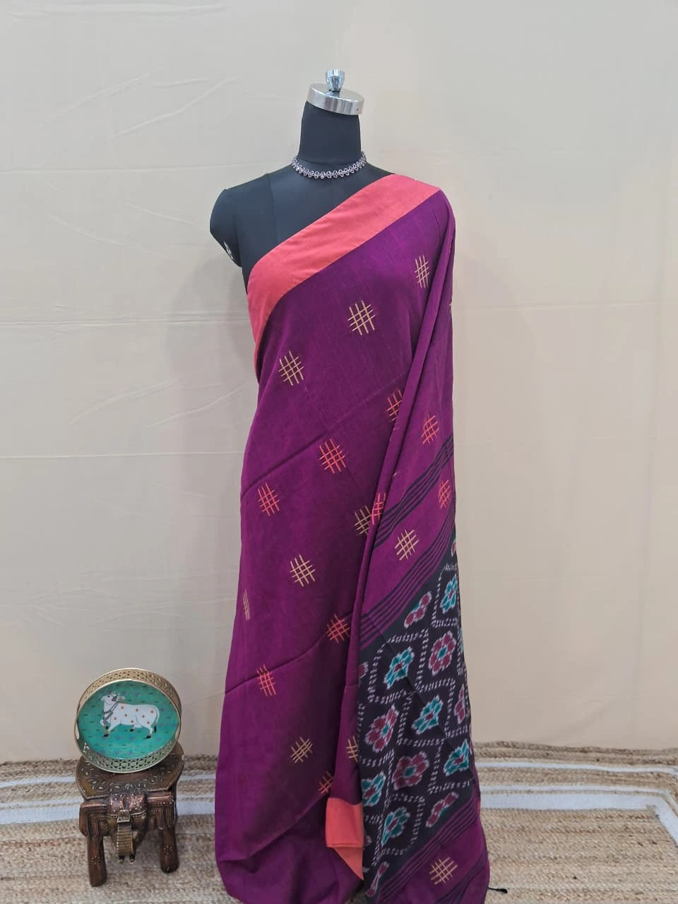 Magenta Pink Khadhi Cotton Saree