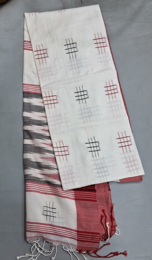 White Khadhi Cotton Saree