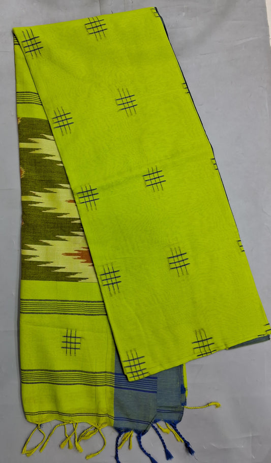 Bright Green Khadhi Cotton Saree