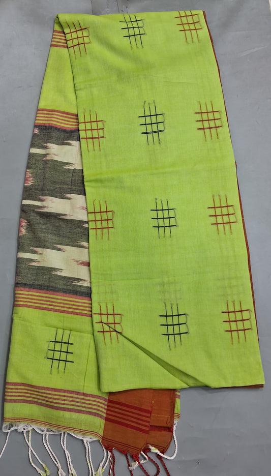Spring Green Khadhi Cotton Saree