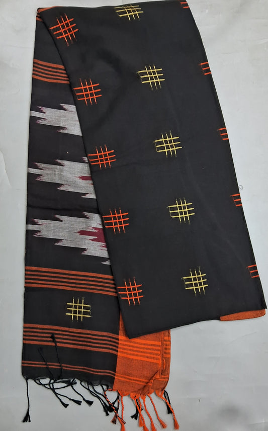 Black Khadhi Cotton Saree