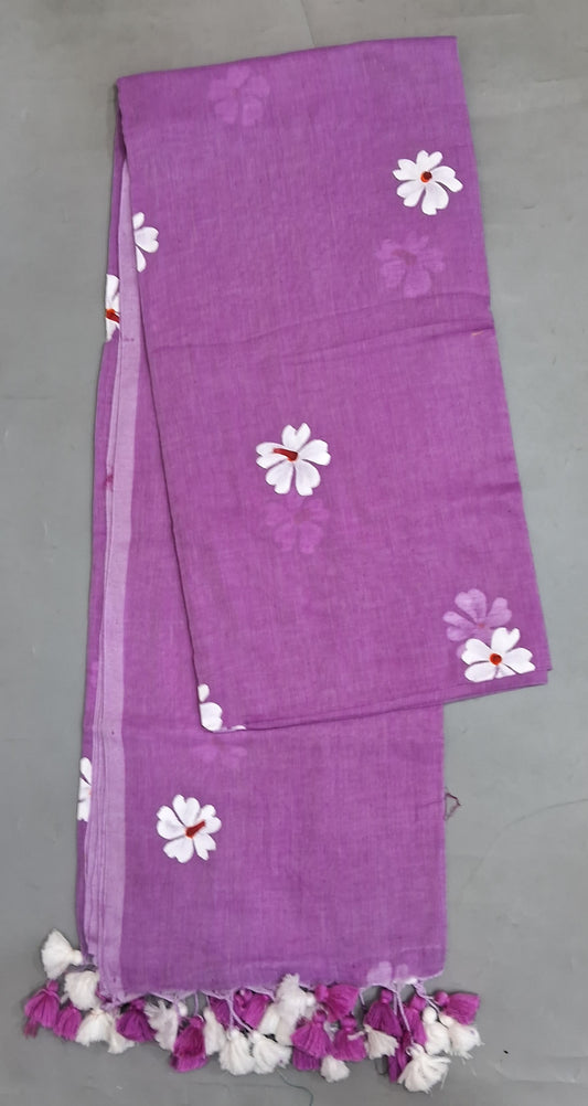 Lavender Khadhi Cotton Saree 