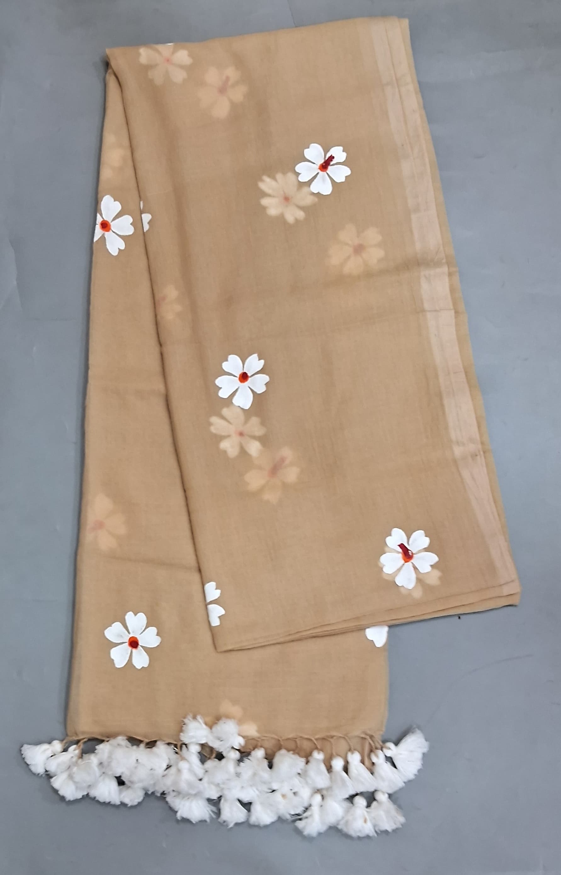 Cream Khadhi Cotton Saree 