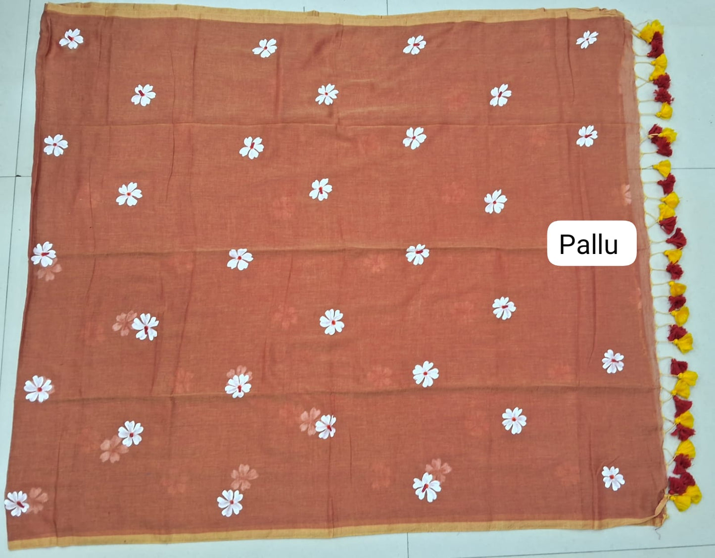 Dark Peach Khadhi Cotton Saree Pallu