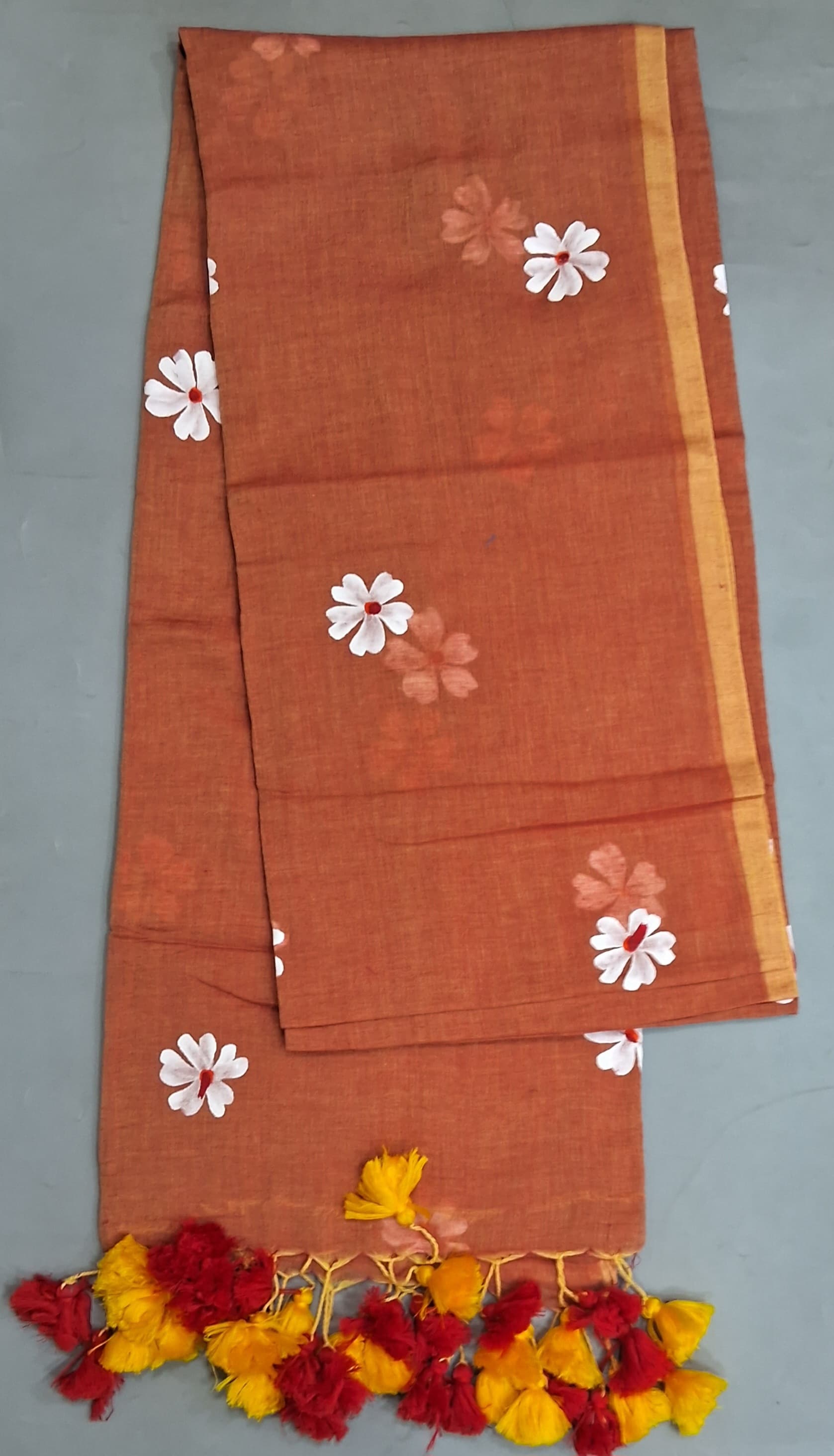 Dark Peach Khadhi Cotton Saree