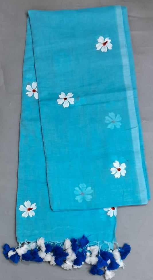 Sky Blue Khadhi Cotton Saree