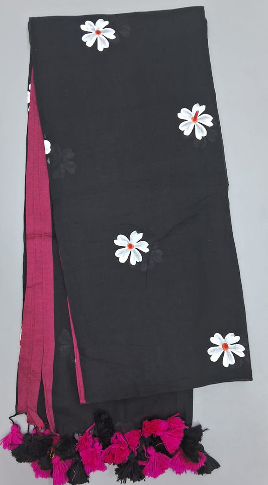 Black Khadhi Cotton Saree
